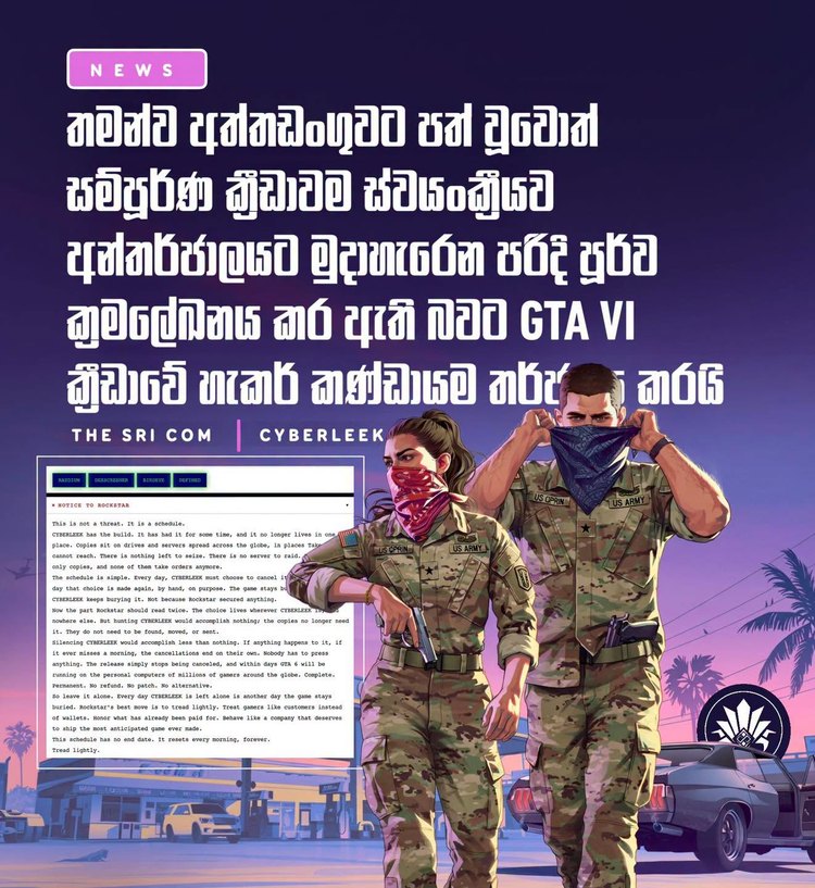 CyberLeek hacker group threatens to leak entire GTA 6 game using an automatic failsafe after Rockstar pursues legal action